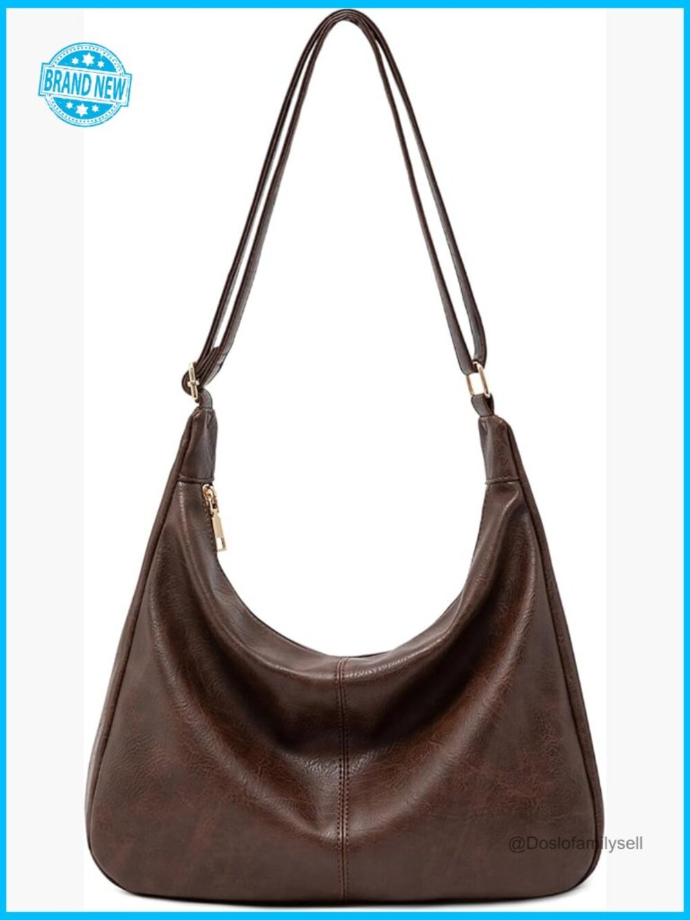 Vegan Leather Hobo Bag Foldable Slouchy Tote Crossbody Shoulder Purse Retro